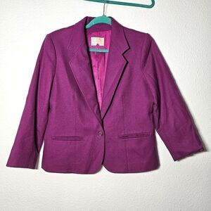 Pendeleton Virgin Wool purplish pink blazer jacket size 10 one button business